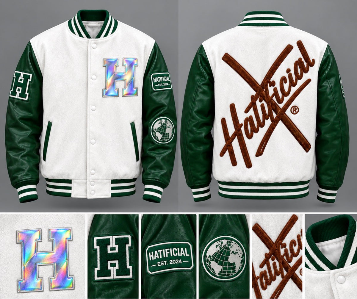Hatificial Green/White Varsity Jacket
