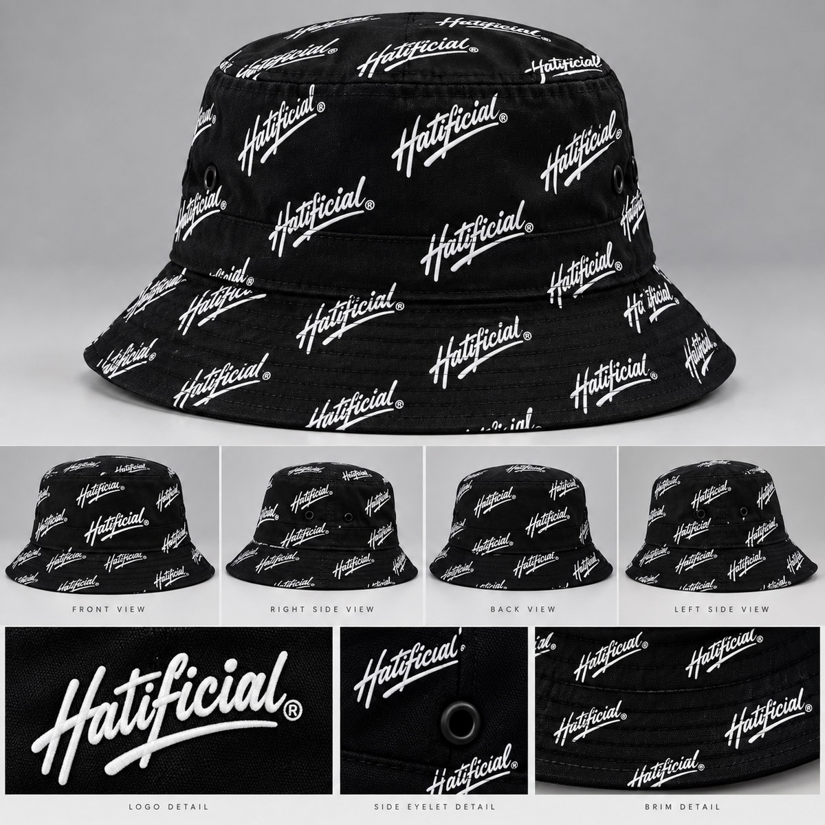Hatificial Black Bucket Hat