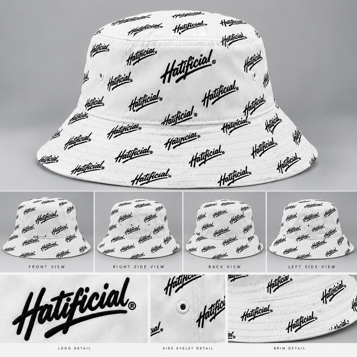 Hatificial White Bucket Hat